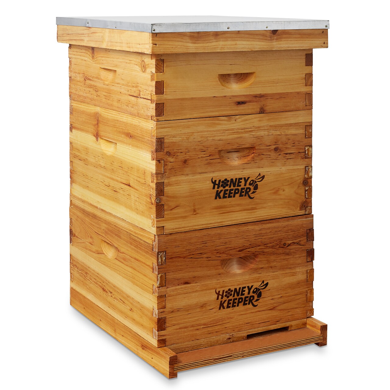 Honey Keeper Beehive 10 Frame Complete Box Kit Coated in 100% Beeswax (Waxed Boxes, 2 Deep and 1 Medium) with Wooden Frames and Waxed Foundations for Langstroth Beekeeping